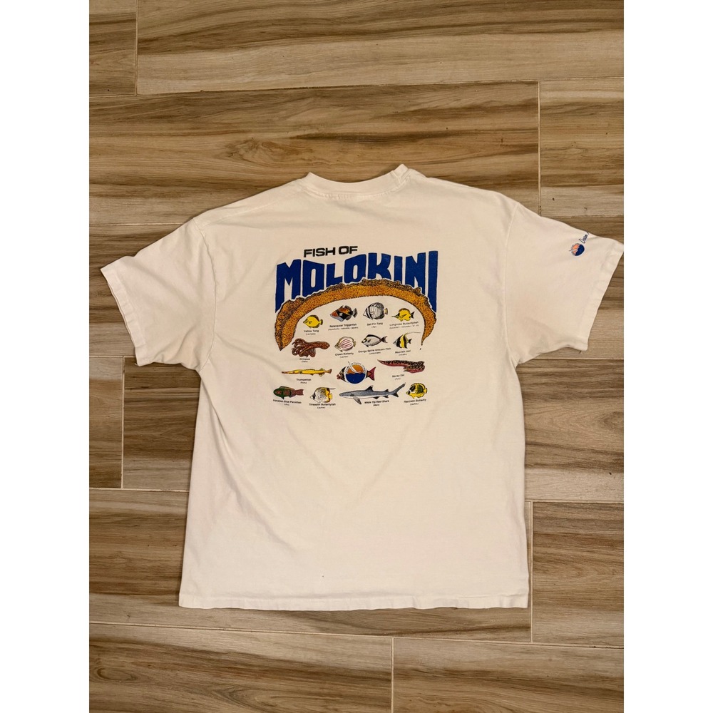 Vintage Hanes Fish of Molokini Maui Hawaii T-Shirt White XL Whale Graphic - Picture 2 of 8